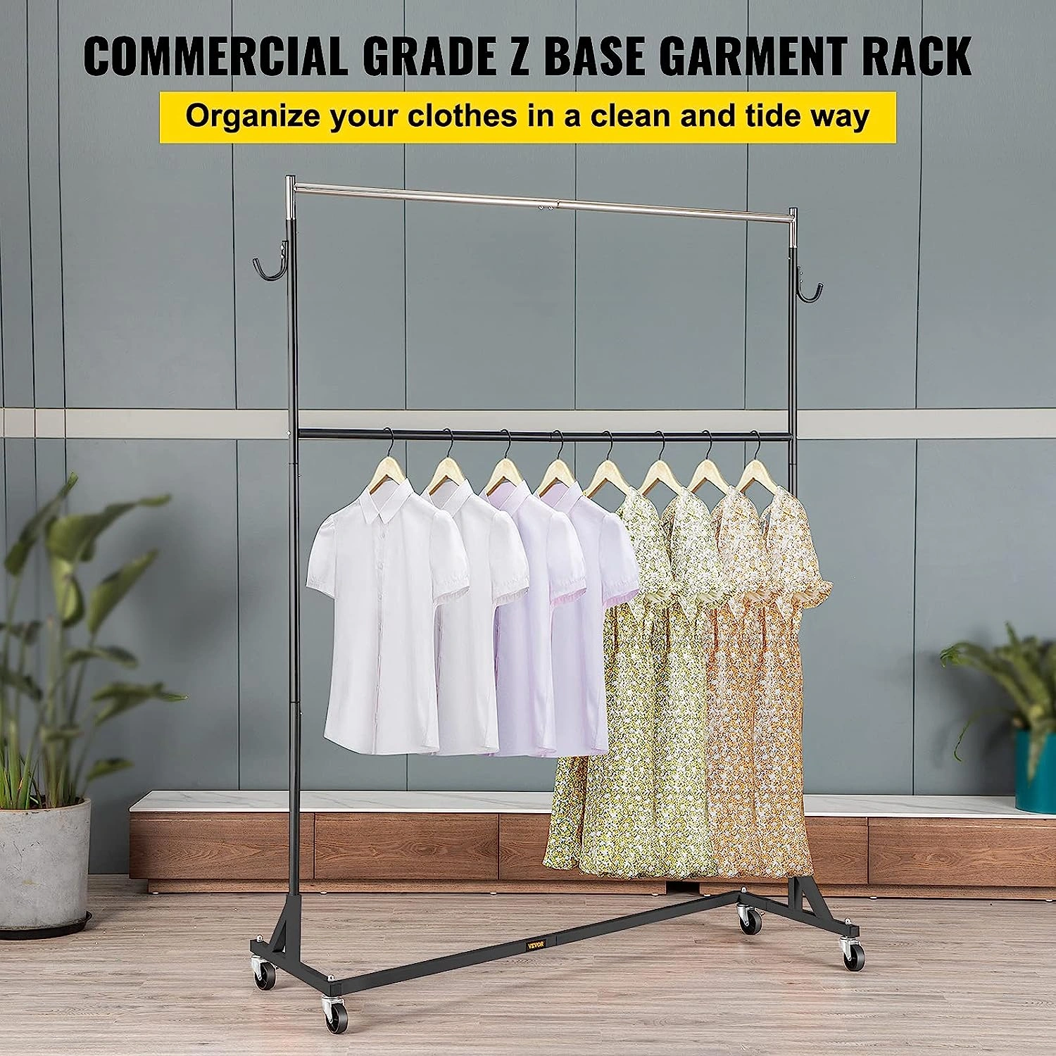 Industrial Z-Rack: The Ultimate Heavy-Duty Clothes Rack for Home or Shop. Easy to Move, Built to Last.
